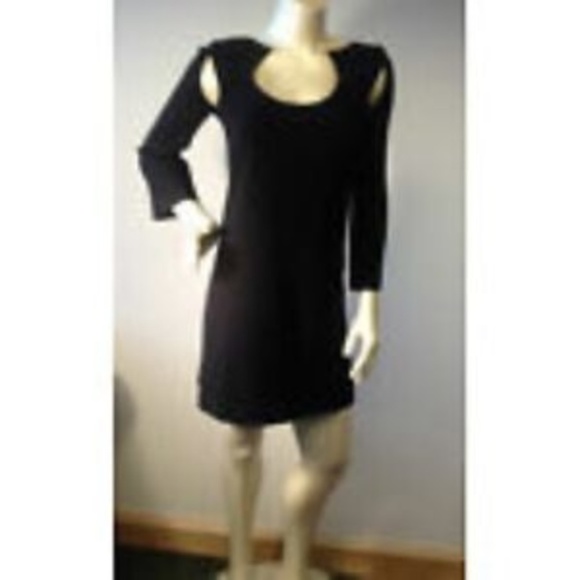 DVF Diane Von Furstenberg DELORES Black Stretch Cutout Shift Dress Size 4